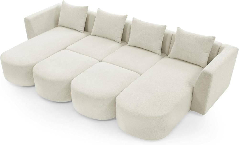 SZLIZCCC L-Shaped Sectional Sofas, U-Shaped Sectional Sofas, Sectional Sofas, DIY Sectional Sofas, Living Room Chaise Lounge Sofas, Ring Yarn Fabrics for Living Room Home Theaters (Beige***)