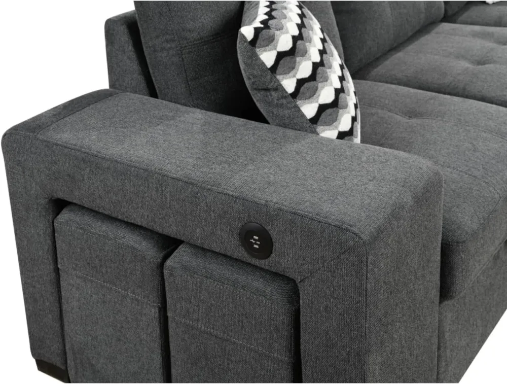 THSUPER L Shape Sectional Sleeper Sofa with Pull Out Bed and Storage ...