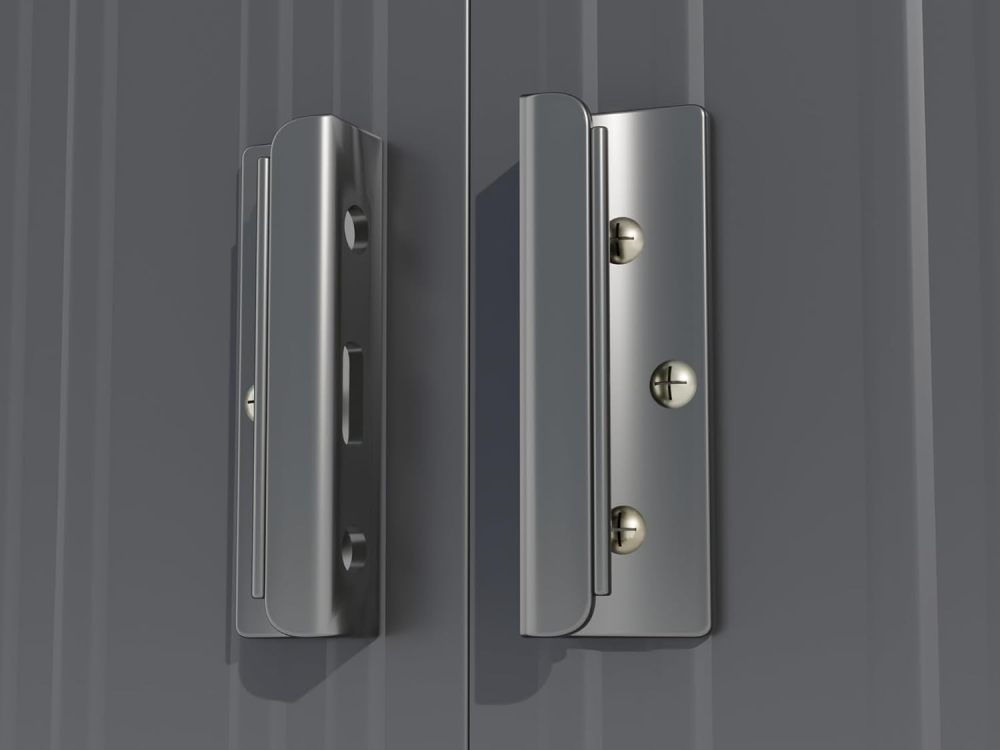 SZLIZCCC 10 'X 8' Metal Outdoor Storage Shed with Locked Doors and Vents, Waterproof Metal Garden Shed, Exterior Galvanized Steel Tool Shed, Backyard Patio, Lawn (Grey + Metal)