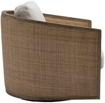 SZLIZCCC Barrel Chair / 360 Degree Swivel Chair, Round Accent Chair, Living Room Swivel Accent Sofa Chair, Club Lounge Armchair for Living Room Bedroom Office (Beige + Velvet)