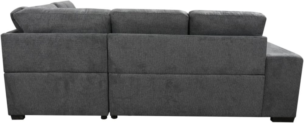 THSUPER L Shape Sectional Sleeper Sofa with Pull Out Bed and Storage Ottoman, 2 Stools and 2 USB Ports, Sectional Couch for Living Room - Dark Gray, 5 Seats