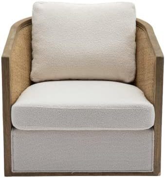 SZLIZCCC Barrel Chair / 360 Degree Swivel Chair, Round Accent Chair, Living Room Swivel Accent Sofa Chair, Club Lounge Armchair for Living Room Bedroom Office (Beige + Velvet)