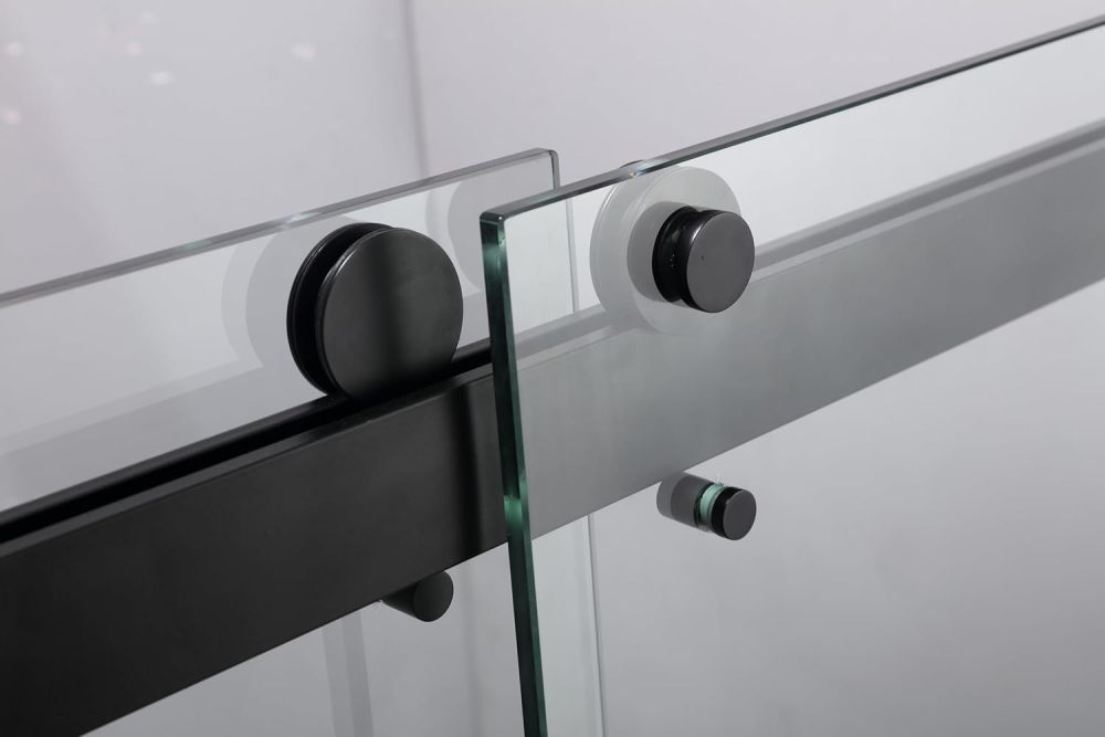 SZLIZCCC Semi-Frameless Sliding Shower Door, 60" W x 76" H Shower Glass Door Bathtub Shower Door with 3/8"(10mm) Clear Tempered Glass, Rectangle Shower, Brushed Nickel (Semi-Frameless Double)