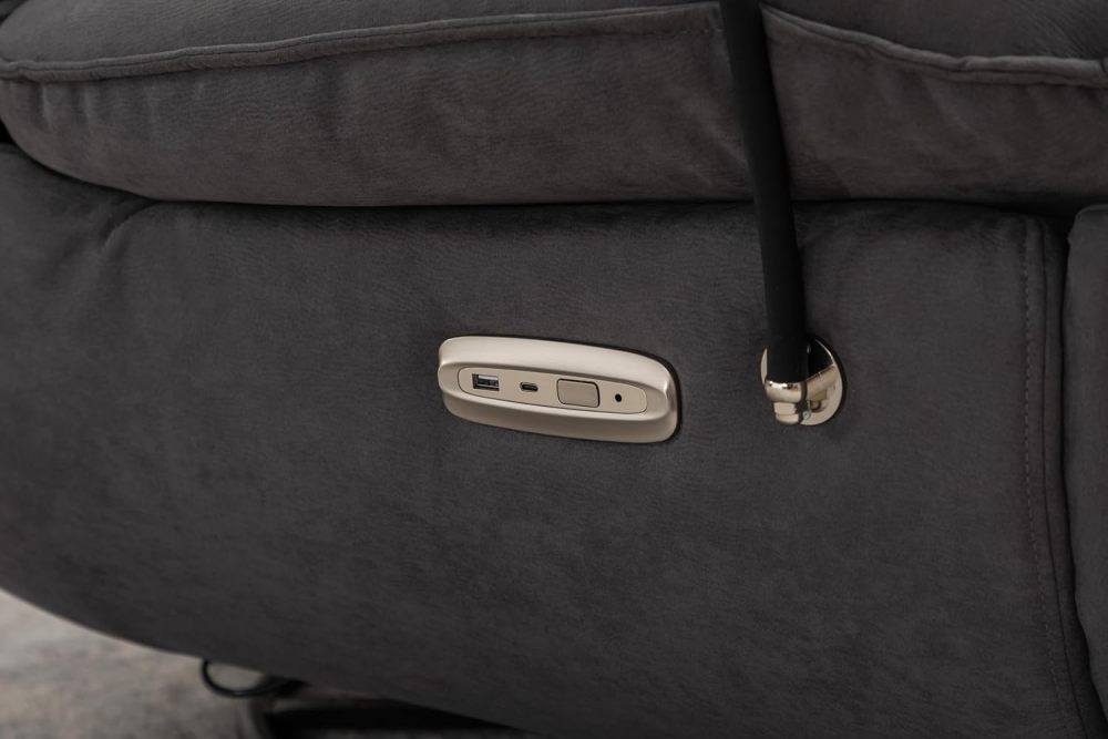 SZLIZCCC Power Recliner Chair Swivel Glider, 270°Swivel Rocker Recliner Nursery Glider Rocking Chair Tufted Chair w/USB Ports, Hidden Arm Storage & Mobile Phone Holder for Room (Grey Fabric)