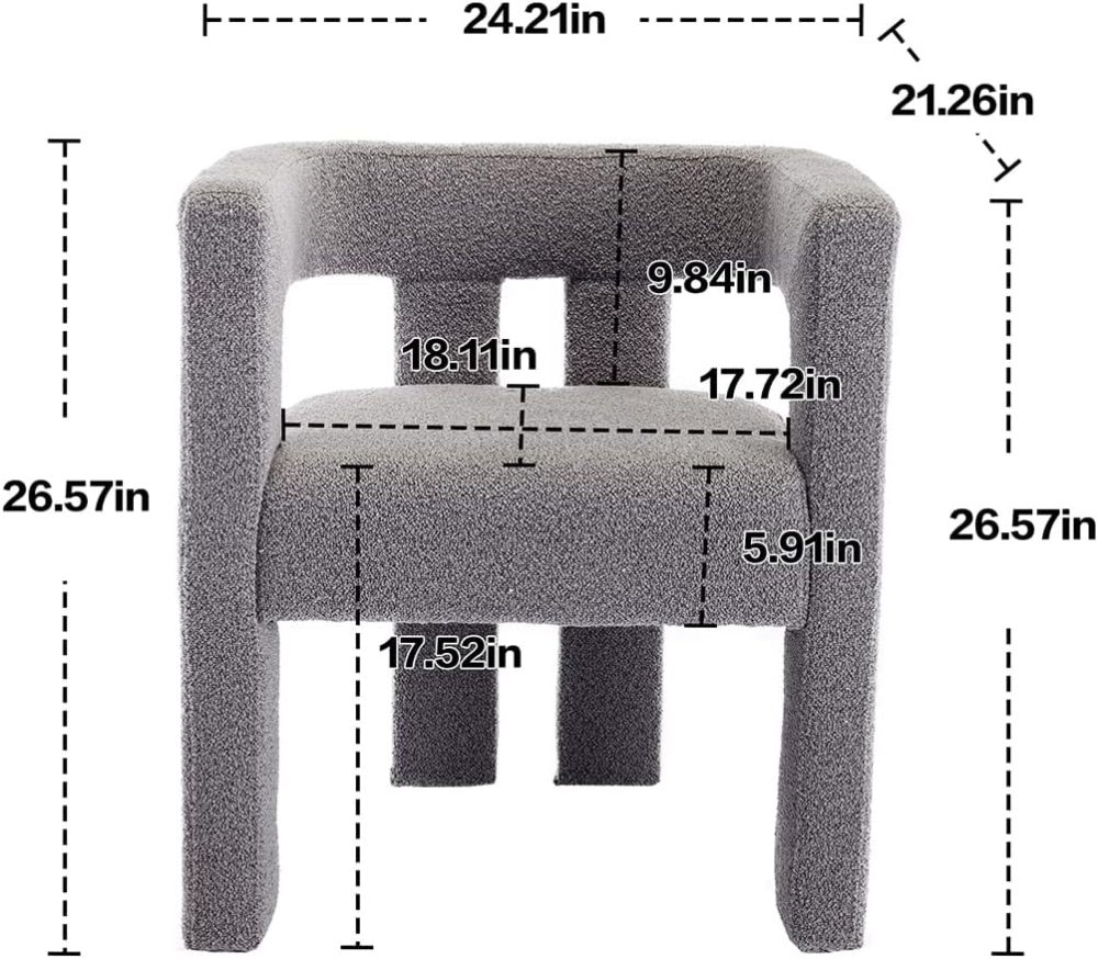 SZLIZCCC Modern Dining Chair Set of 2 Living Room Chairs, Fabric Armchair, Upholstered Barrel Chair for Living Room Kitchen Office (Grey)