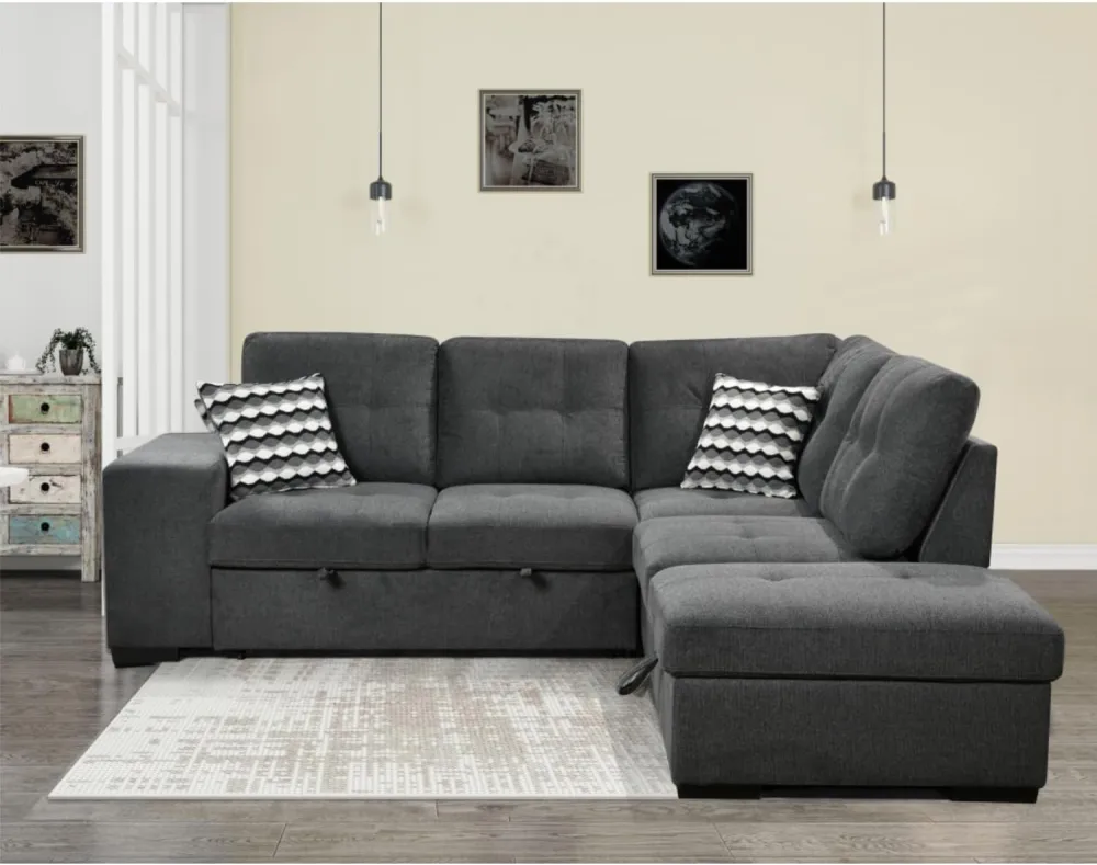 THSUPER L Shape Sectional Sleeper Sofa with Pull Out Bed and Storage ...