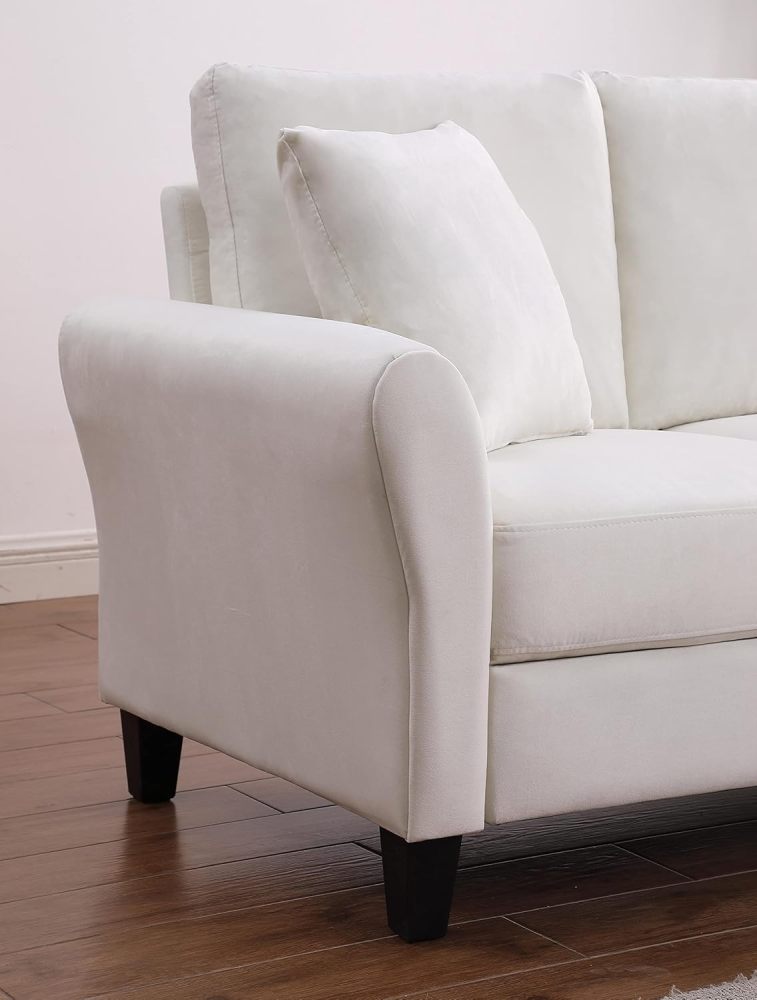 SZLIZCCC Cream Velvet Sofa Three Seater Couch，78 inches Long Sofas,Soft Sitting Sofa，Couches for Living Room, Apartment, Bedroom (78" White)…