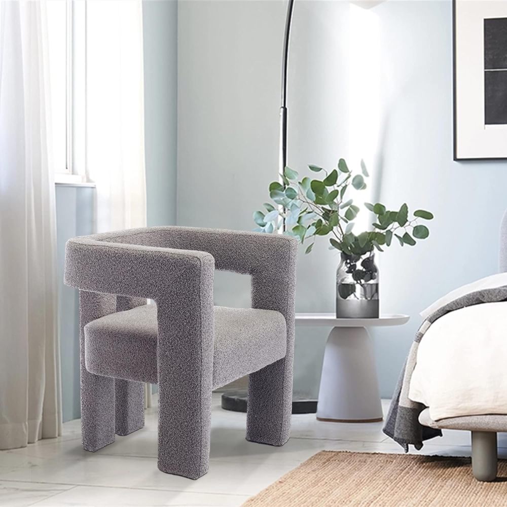 SZLIZCCC Modern Dining Chair Set of 2 Living Room Chairs, Fabric Armchair, Upholstered Barrel Chair for Living Room Kitchen Office (Grey)