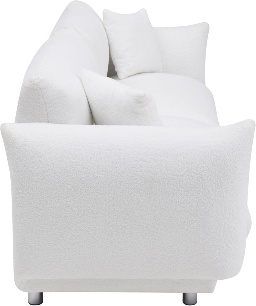 SZLIZCCC Sofa Couch for Living Room, 87.4 Inch Modern Upholstered Couch, Teddy Velvet Tufted Sofa, 3 Seat Sofa Big Comfy Couch Sofas for Livingroom, Comfy Couch Sofas for Office (White 85.4” sofa)