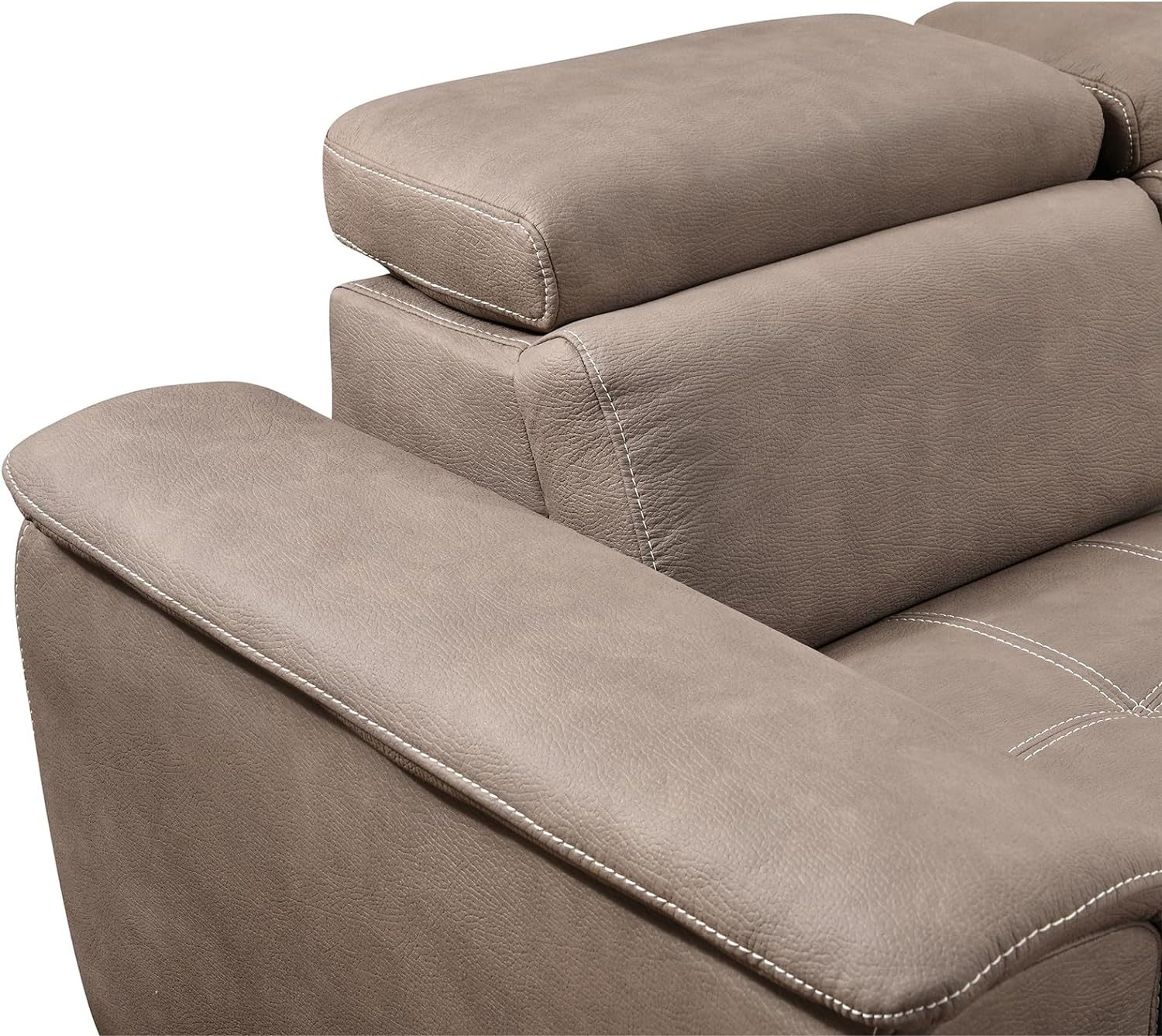 THSUPER 127'' U-Shaped Sectional Sofa with Pull-Out Bed, Adjustable Headrests and Storage Chaise, Microfiber Upholstered 7-Seater Oversized Sectional Sleeper Couch with Ottoman for Living Room. Brown
