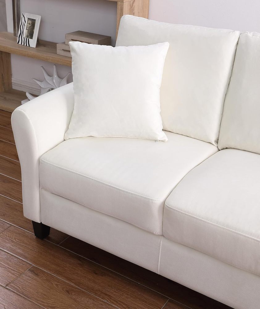 SZLIZCCC Cream Velvet Sofa Three Seater Couch，78 inches Long Sofas,Soft Sitting Sofa，Couches for Living Room, Apartment, Bedroom (78" White)…