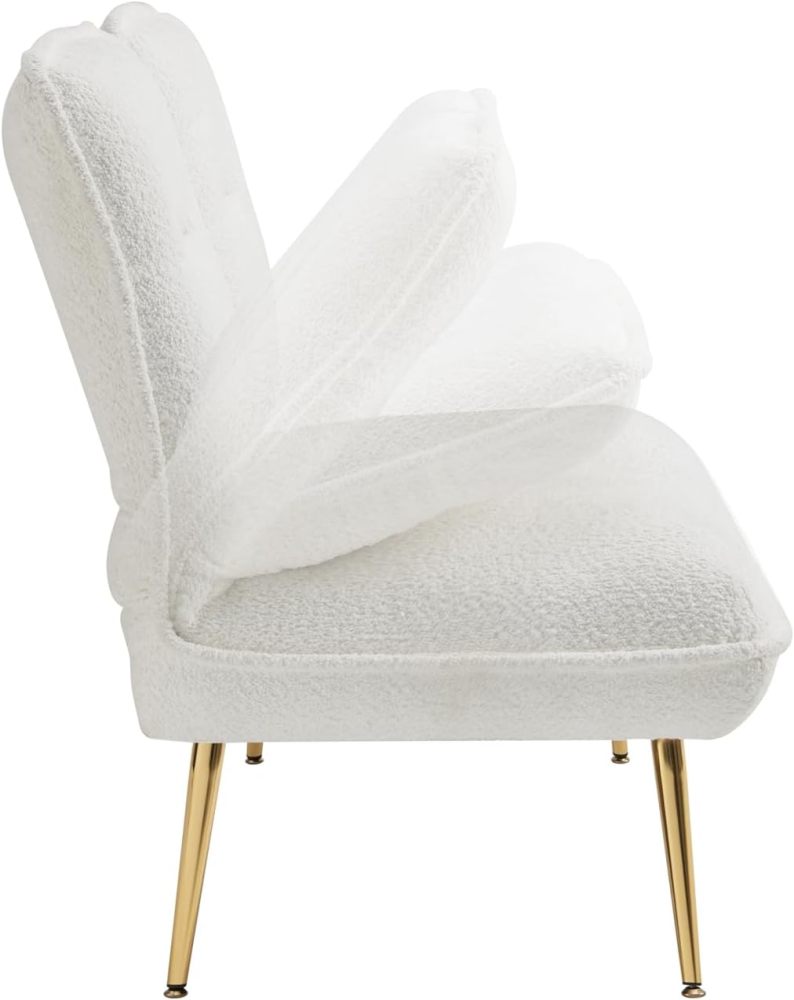51inch Armless Loveseat Sofa,Mini Small Comfy Couch,Modern Upholstered Chair With Adjustable Back,For Living Room Hallway or Entryway Seating, dressing room, bedroom, apartment (chenille white)