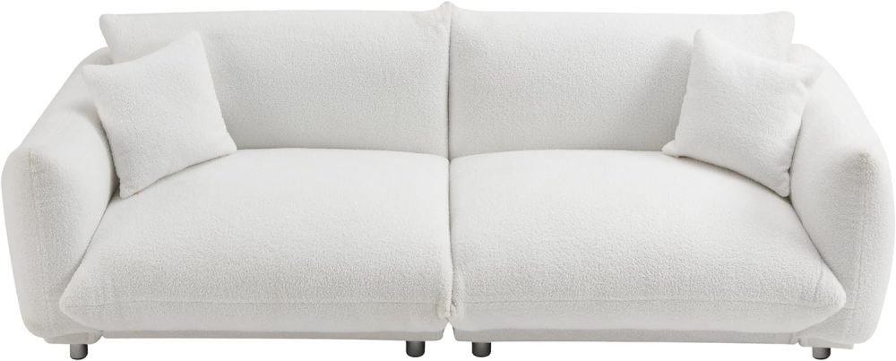 SZLIZCCC Sofa Couch for Living Room, 87.4 Inch Modern Upholstered Couch, Teddy Velvet Tufted Sofa, 3 Seat Sofa Big Comfy Couch Sofas for Livingroom, Comfy Couch Sofas for Office (White 85.4” sofa)