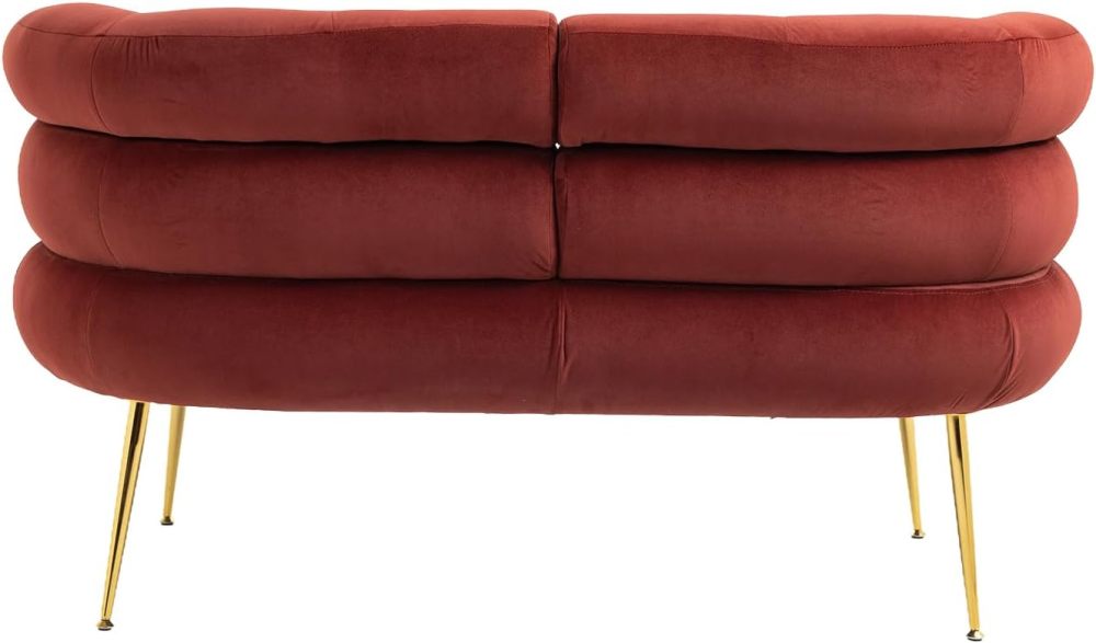 SZLIZCCC Modern Velvet LoveSeat Sofa,Modern Upholstered Tufted Armchair Chair Soft,Velvet Accent Chair,Comfy Small Couches,for Small Spaces,Living Room,Apartment,Bedroom (LoveSeat Sofa-Wine Red)
