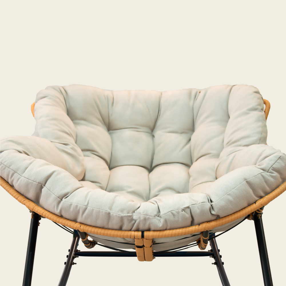 Outdoor Rocking Chair, Patio Egg Rocking Chair, Indoor Papasan Chair, Rattan Wicker Lounge Chair, Modern Royal Chair for Bedroom, Living Room, Porch, Garden,Lawn