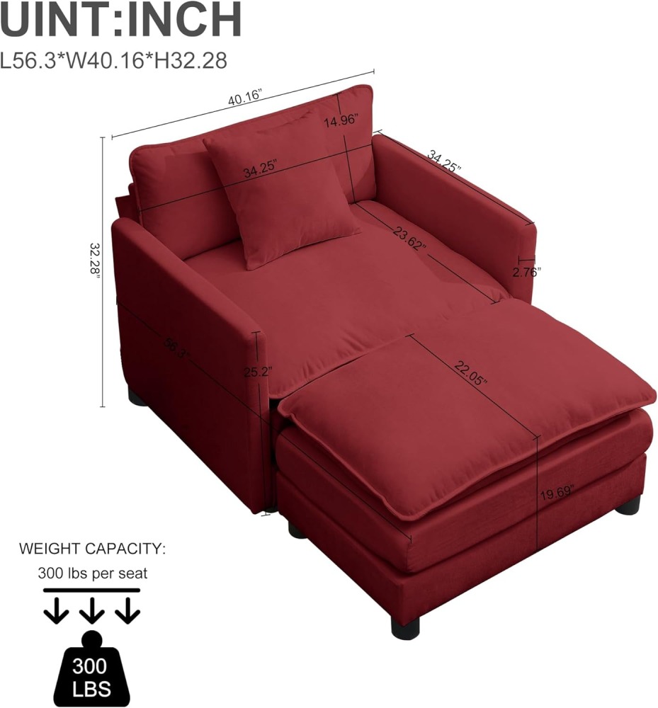 Modular Convertible Sectional Couch, 5 Seat U Shaped Couch Sofa Reversible Chaise Sectional Sofa Deep Seat Cloud Couch Chenille for Home, Apartment, Dorm Living Room