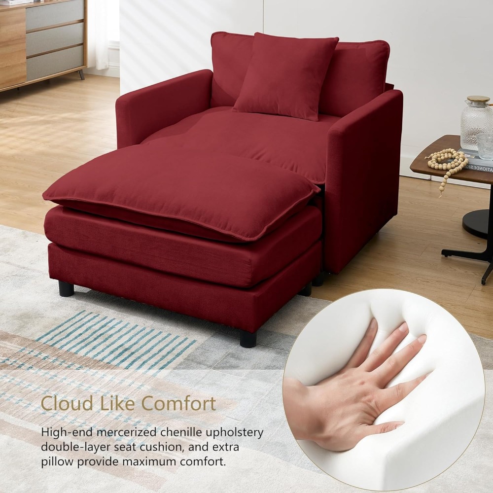 Modular Convertible Sectional Couch, 5 Seat U Shaped Couch Sofa Reversible Chaise Sectional Sofa Deep Seat Cloud Couch Chenille for Home, Apartment, Dorm Living Room