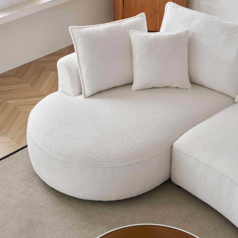 122.8" Curved Sofa Modern Curved Couch Living Room Modular Sectional Sofa, Mid Century Upholstered Couch Sherpa Boucle Fabric Sofa for Bedroom Apartment Left Hand Facing Living room