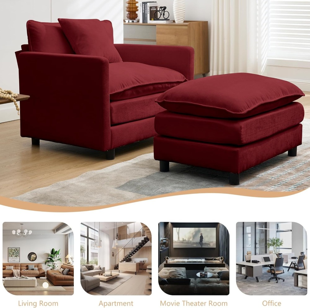 Modular Convertible Sectional Couch, 5 Seat U Shaped Couch Sofa Reversible Chaise Sectional Sofa Deep Seat Cloud Couch Chenille for Home, Apartment, Dorm Living Room