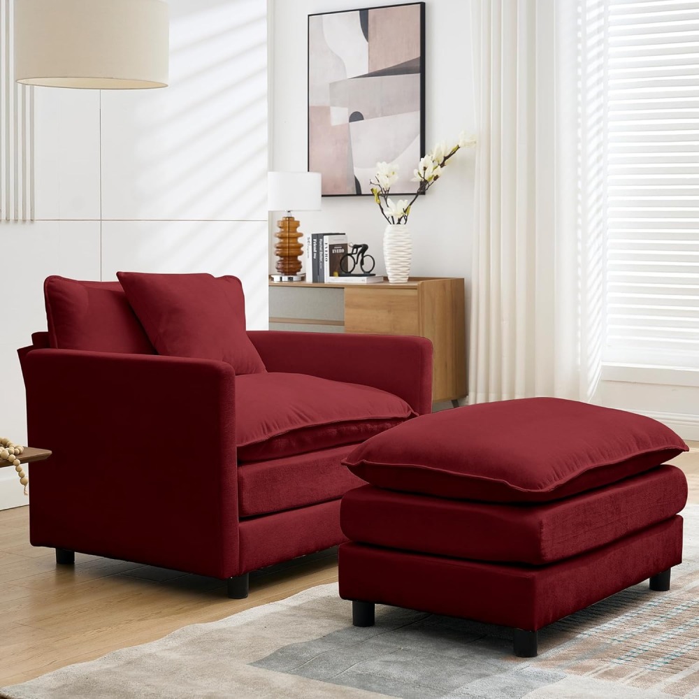 Modular Convertible Sectional Couch, 5 Seat U Shaped Couch Sofa Reversible Chaise Sectional Sofa Deep Seat Cloud Couch Chenille for Home, Apartment, Dorm Living Room