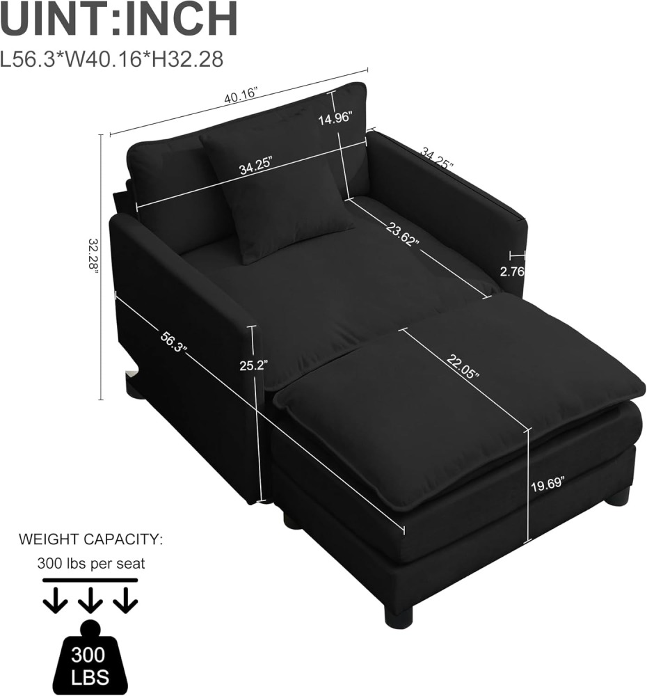 Modular Convertible Sectional Couch, 5 Seat U Shaped Couch Sofa Reversible Chaise Sectional Sofa Deep Seat Cloud Couch Chenille for Home, Apartment, Dorm Living Room