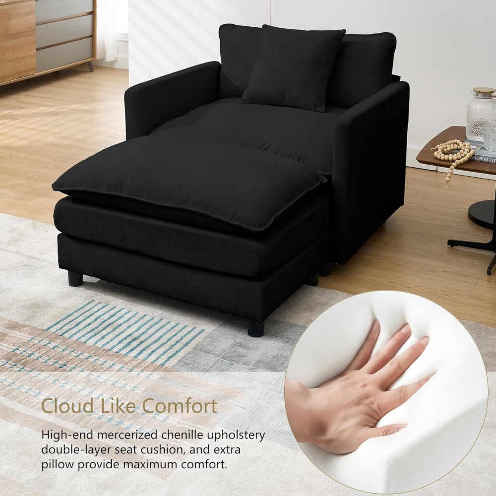 Modular Convertible Sectional Couch, 5 Seat U Shaped Couch Sofa Reversible Chaise Sectional Sofa Deep Seat Cloud Couch Chenille for Home, Apartment, Dorm Living Room