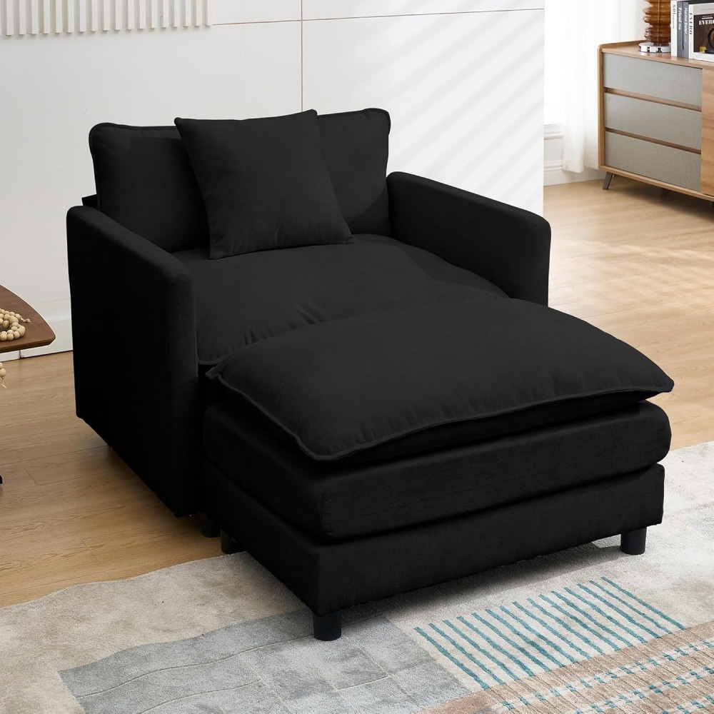 Modular Convertible Sectional Couch, 5 Seat U Shaped Couch Sofa Reversible Chaise Sectional Sofa Deep Seat Cloud Couch Chenille for Home, Apartment, Dorm Living Room