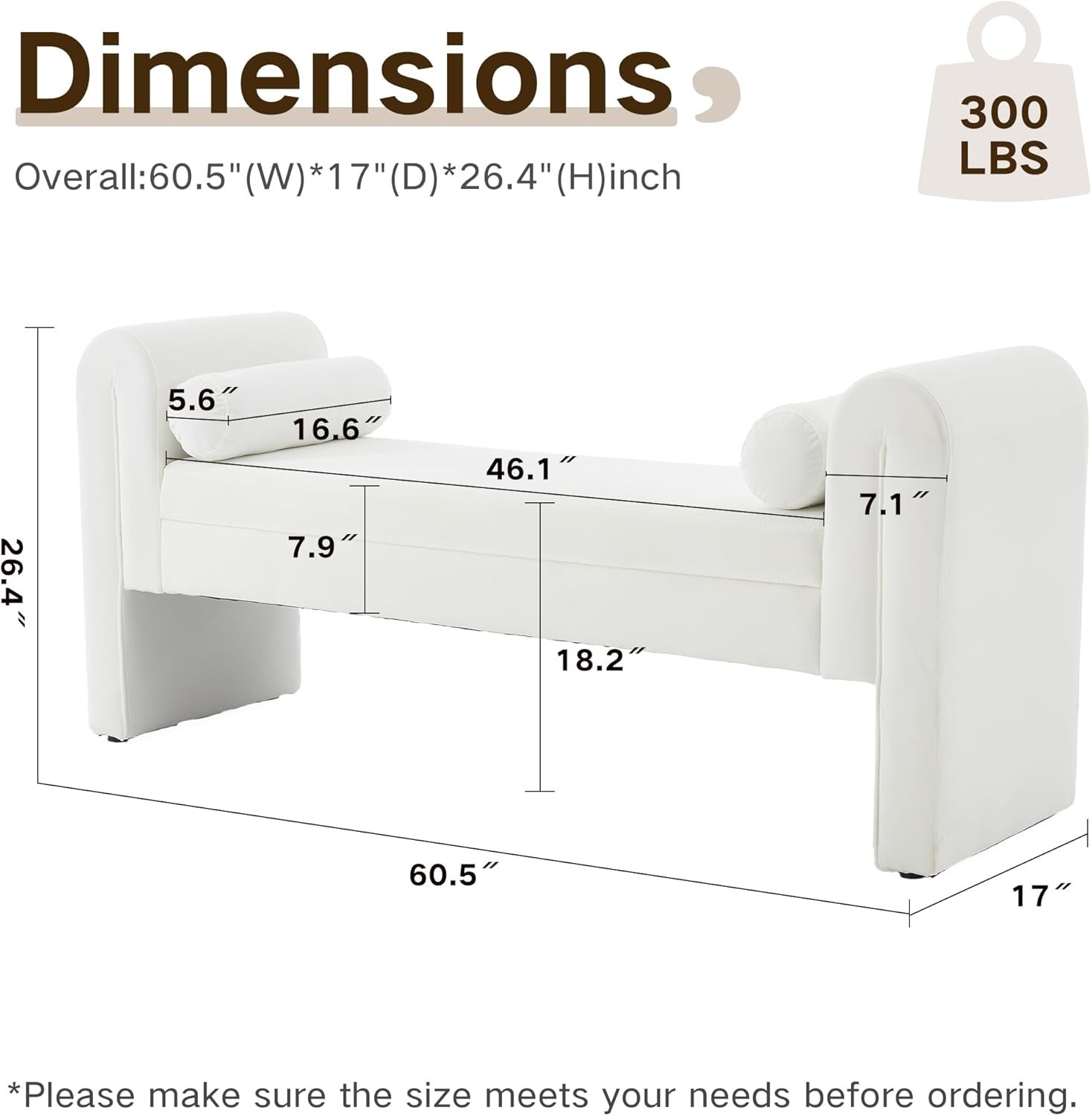 Velvet Bench for Bedroom End of Bed, 60.5- inch Upholstered Button Tufted Ottoman Bench with Rolled Arms, Button-Tufted Ottoman for Living Room, Entryway