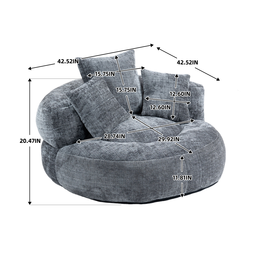Lazy Sofa Durable Comfort Lounger High Back Bean Bag Chair Couch With Three Pillows for Adults and Kids, Indoor & Outdoor,  Single Gaming Sofa Chair For Bedroom,Office Living room