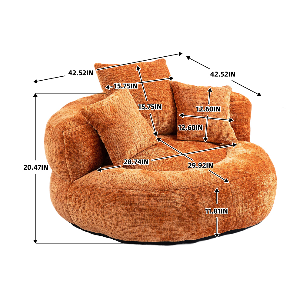 Lazy Sofa Durable Comfort Lounger High Back Bean Bag Chair Couch With Three Pillows for Adults and Kids, Indoor & Outdoor,  Single Gaming Sofa Chair For Bedroom,Office Living room