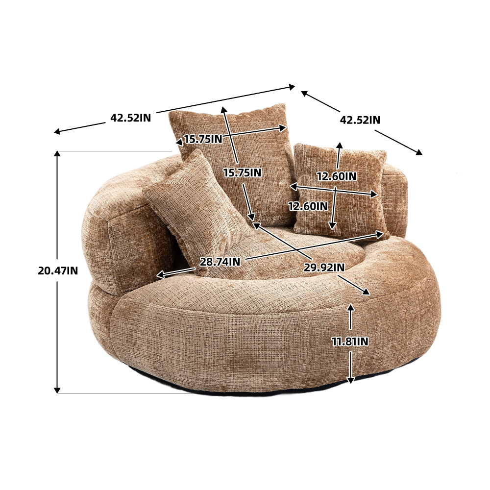 Lazy Sofa Durable Comfort Lounger High Back Bean Bag Chair Couch With Three Pillows for Adults and Kids, Indoor & Outdoor,  Single Gaming Sofa Chair For Bedroom,Office Living room