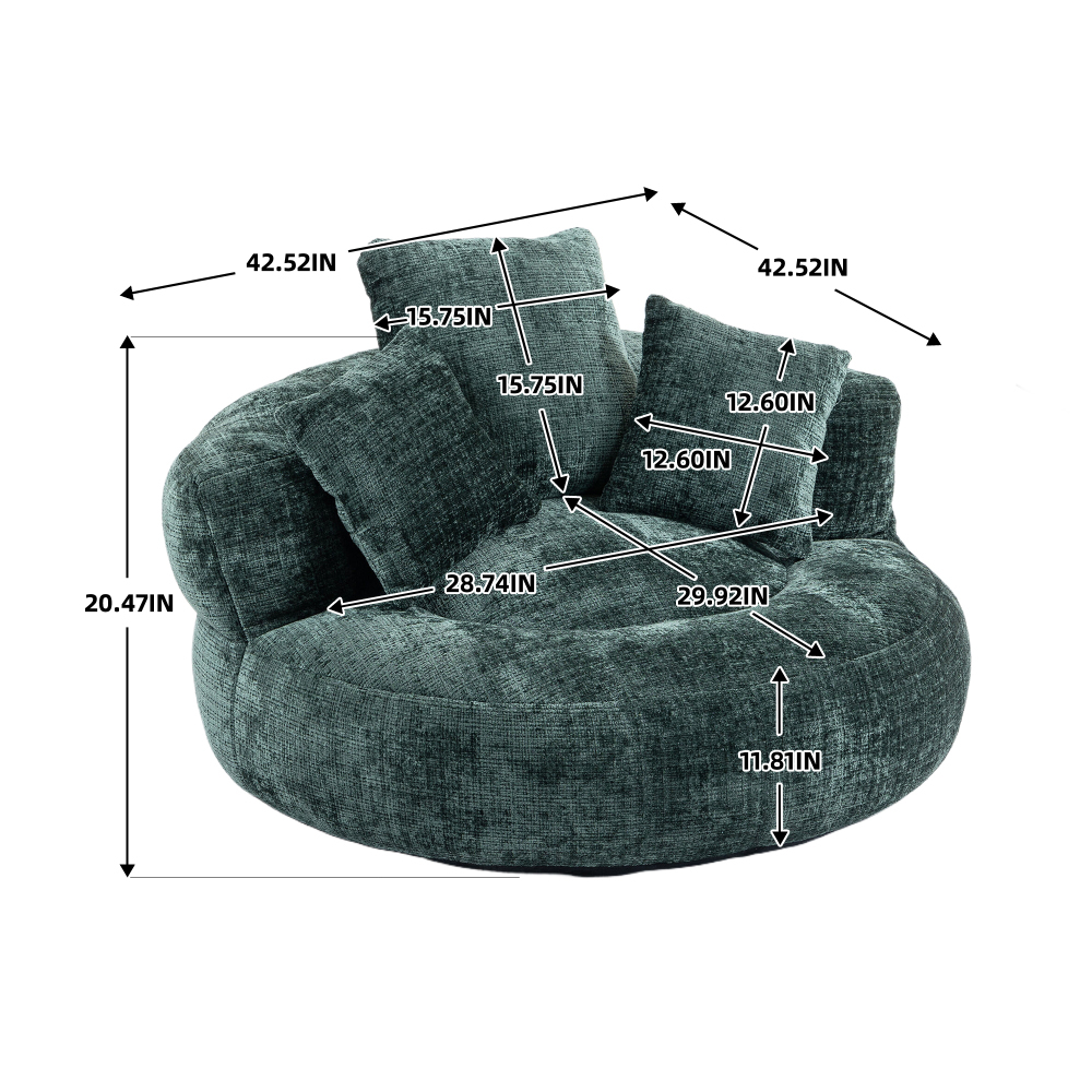 Lazy Sofa Durable Comfort Lounger High Back Bean Bag Chair Couch With Three Pillows for Adults and Kids, Indoor & Outdoor,  Single Gaming Sofa Chair For Bedroom,Office Living room