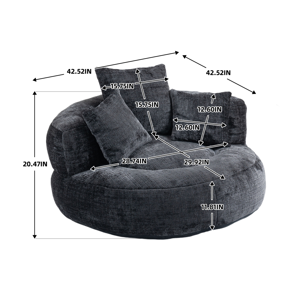 Lazy Sofa Durable Comfort Lounger High Back Bean Bag Chair Couch With Three Pillows for Adults and Kids, Indoor & Outdoor,  Single Gaming Sofa Chair For Bedroom,Office Living room