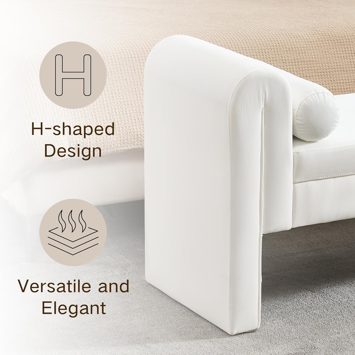Velvet Bench for Bedroom End of Bed, 60.5- inch Upholstered Button Tufted Ottoman Bench with Rolled Arms, Button-Tufted Ottoman for Living Room, Entryway