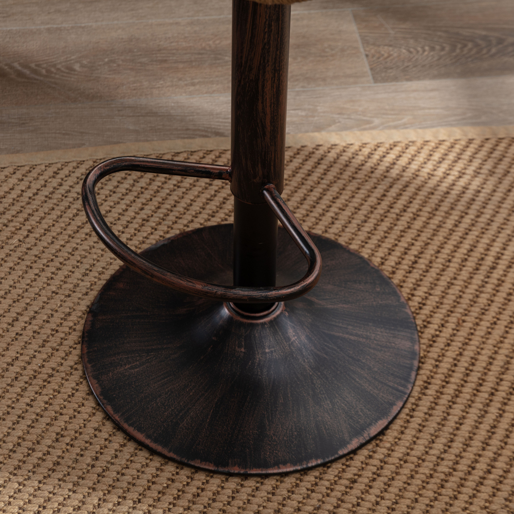 Swivel Bar Stools Set of 2 Adjustable Counter Height Chairs with Footstools for Kitchen, Bar, Restaurant (Beige)