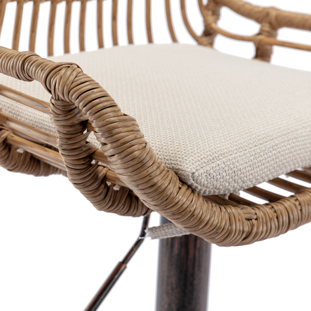 Swivel Bar Stools Set of 2 Adjustable Counter Height Chairs with Footstools for Kitchen, Bar, Restaurant (Beige)