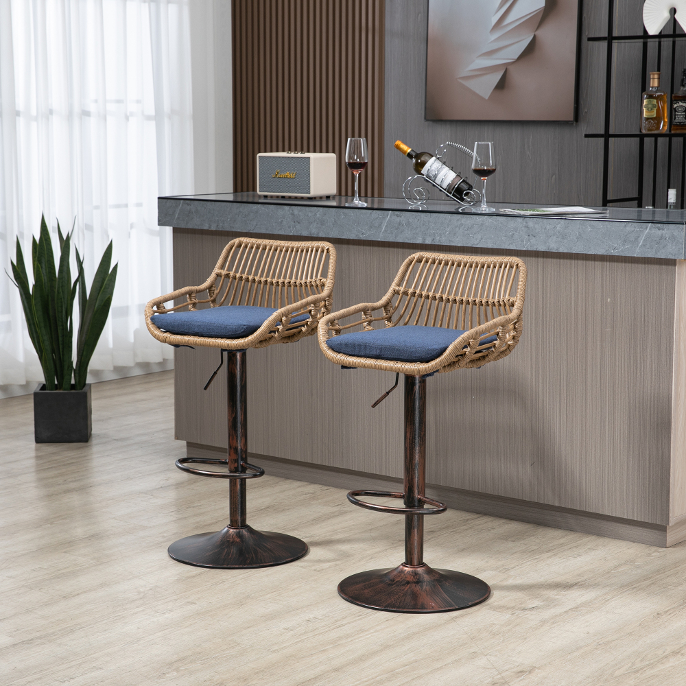 Swivel Bar Stools Set of 2 Adjustable Counter Height Chairs with Footstools for Kitchen, Bar, Restaurant Dining chair