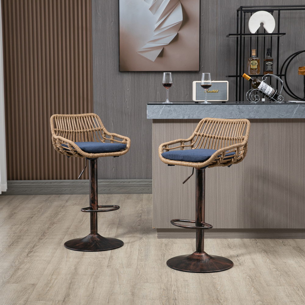 Swivel Bar Stools Set of 2 Adjustable Counter Height Chairs with Footstools for Kitchen, Bar, Restaurant Dining chair