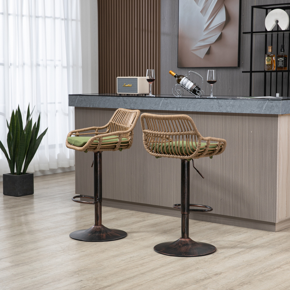 Swivel Bar Stools Set of 2 Adjustable Counter Height Chairs with Footstools for Kitchen, Bar, Restaurant Dining chair