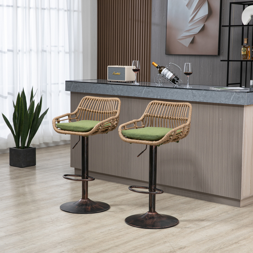 Swivel Bar Stools Set of 2 Adjustable Counter Height Chairs with Footstools for Kitchen, Bar, Restaurant Dining chair