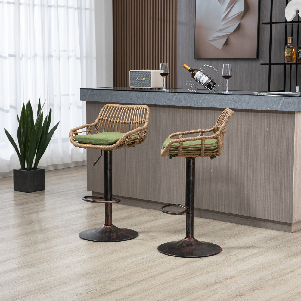 Swivel Bar Stools Set of 2 Adjustable Counter Height Chairs with Footstools for Kitchen, Bar, Restaurant Dining chair
