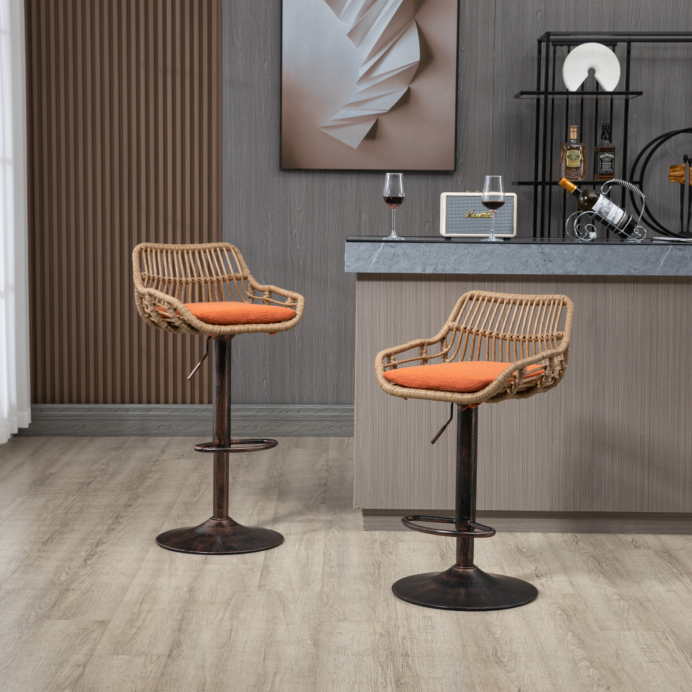 Swivel Bar Stools Set of 2 Adjustable Counter Height Chairs with Footstools for Kitchen, Bar, Restaurant Dining chair