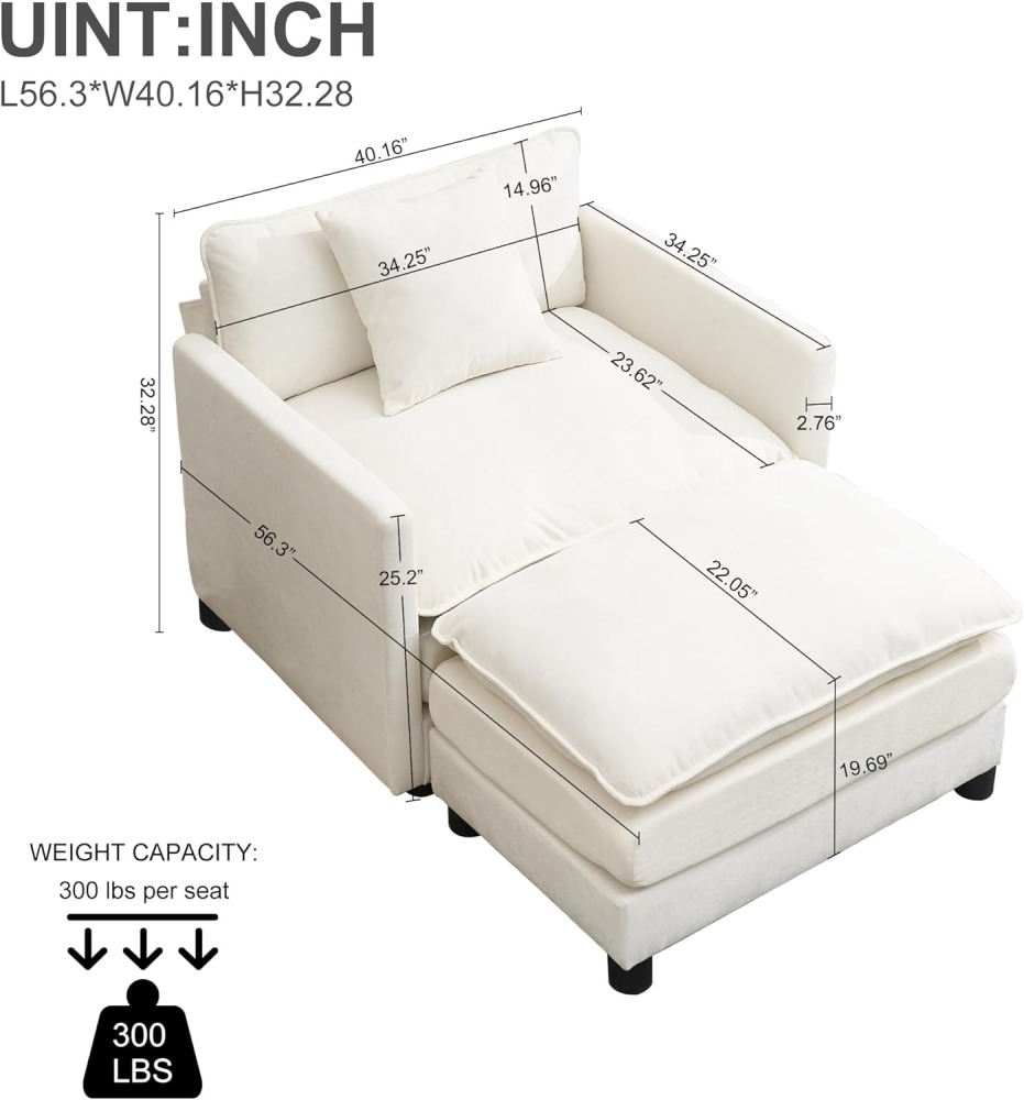 Modular Convertible Sectional Couch, 5 Seat U Shaped Couch Sofa Reversible Chaise Sectional Sofa Deep Seat Cloud Couch Chenille for Home, Apartment, Dorm Living Room