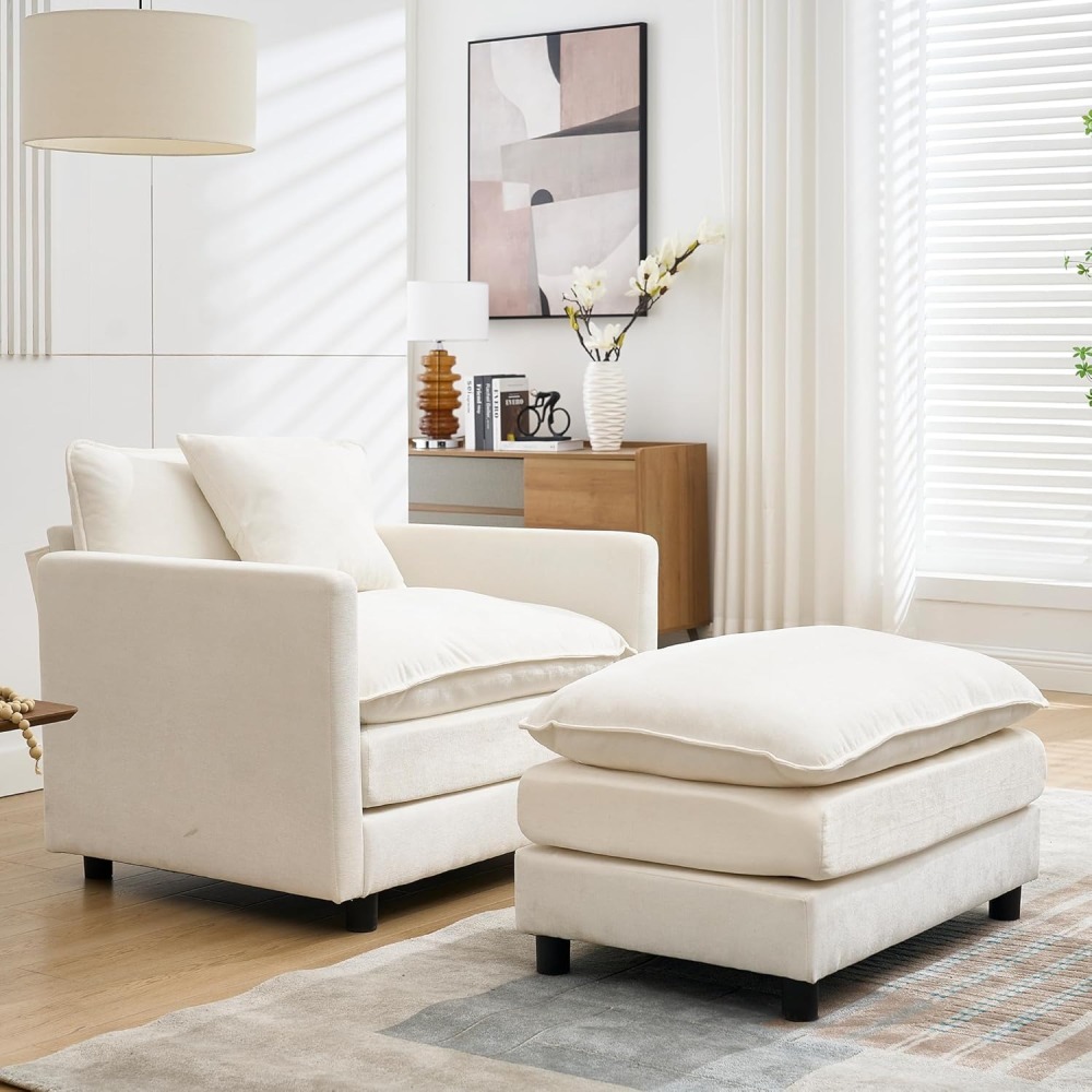 Modular Convertible Sectional Couch, 5 Seat U Shaped Couch Sofa Reversible Chaise Sectional Sofa Deep Seat Cloud Couch Chenille for Home, Apartment, Dorm Living Room