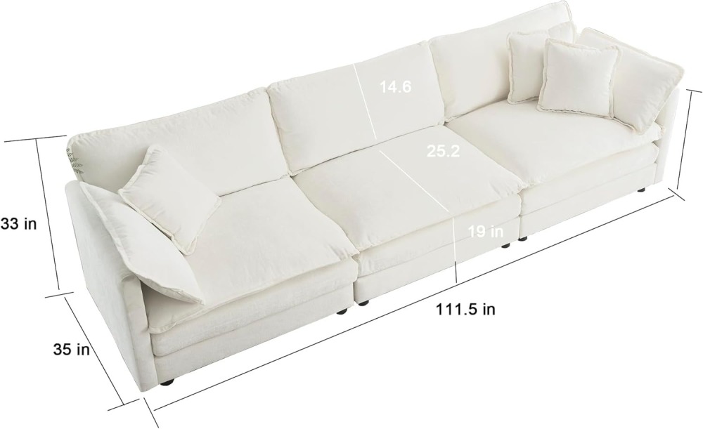 Modular Convertible Sectional Couch, 5 Seat U Shaped Couch Sofa Reversible Chaise Sectional Sofa Deep Seat Cloud Couch Chenille for Home, Apartment, Dorm Living Room