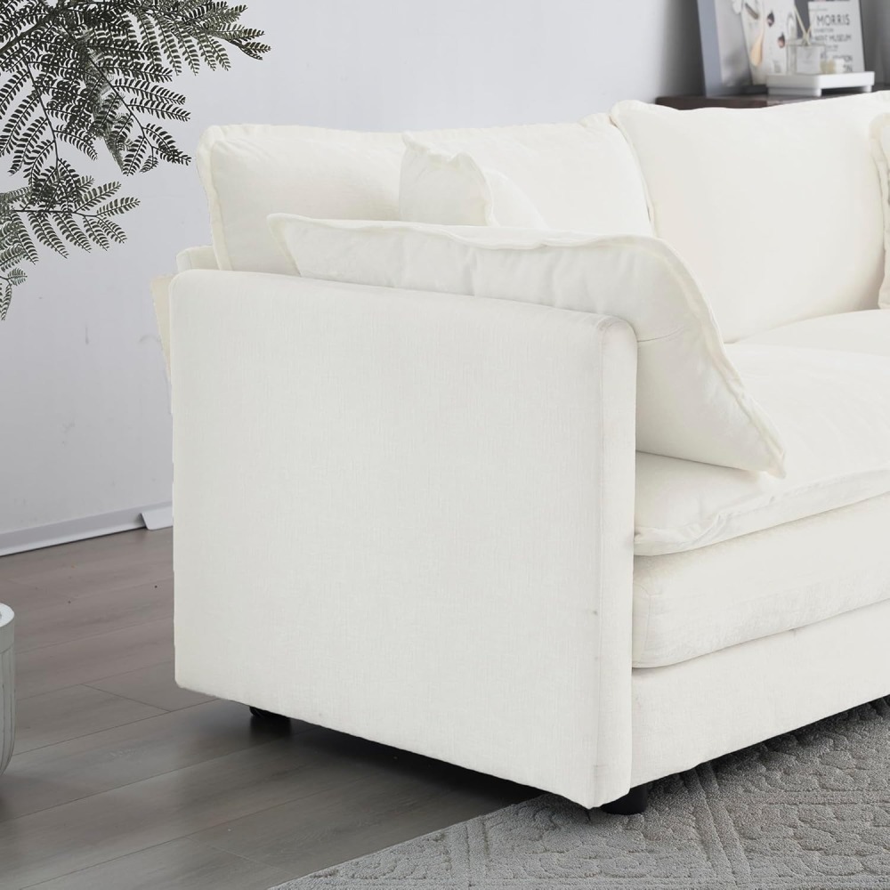 Modular Convertible Sectional Couch, 5 Seat U Shaped Couch Sofa Reversible Chaise Sectional Sofa Deep Seat Cloud Couch Chenille for Home, Apartment, Dorm Living Room