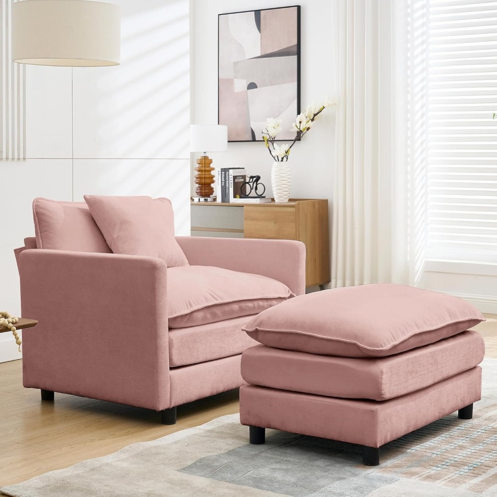 Modular Convertible Sectional Couch, 5 Seat U Shaped Couch Sofa Reversible Chaise Sectional Sofa Deep Seat Cloud Couch Chenille for Home, Apartment, Dorm Living Room