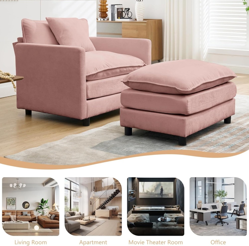 Modular Convertible Sectional Couch, 5 Seat U Shaped Couch Sofa Reversible Chaise Sectional Sofa Deep Seat Cloud Couch Chenille for Home, Apartment, Dorm Living Room