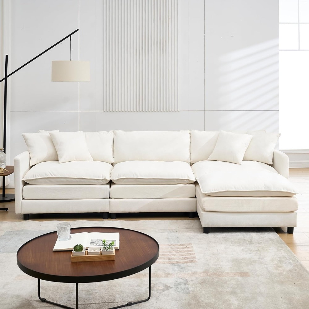 Modular Convertible Sectional Couch, 5 Seat U Shaped Couch Sofa Reversible Chaise Sectional Sofa Deep Seat Cloud Couch Chenille for Home, Apartment, Dorm Living Room