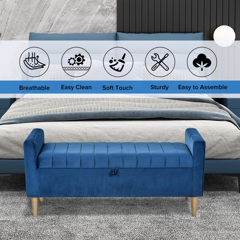 48'' Storage Ottoman Bench, Bench with Storage, for Entryway, Bedroom, Living Room